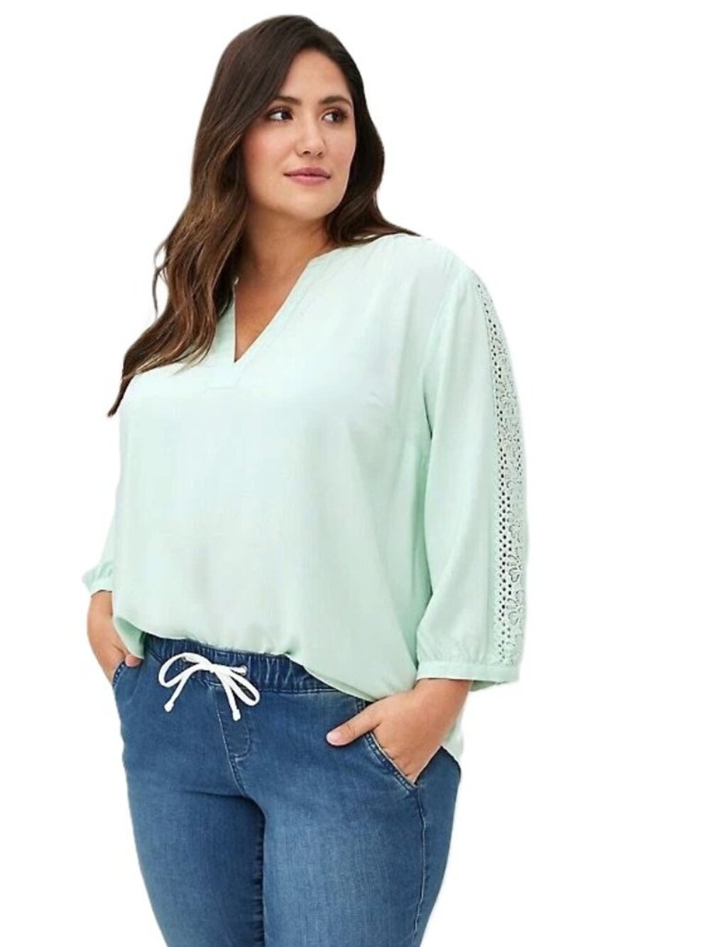 TORRID Challis Embroidered Sleeves Blouse. Plus Size 6